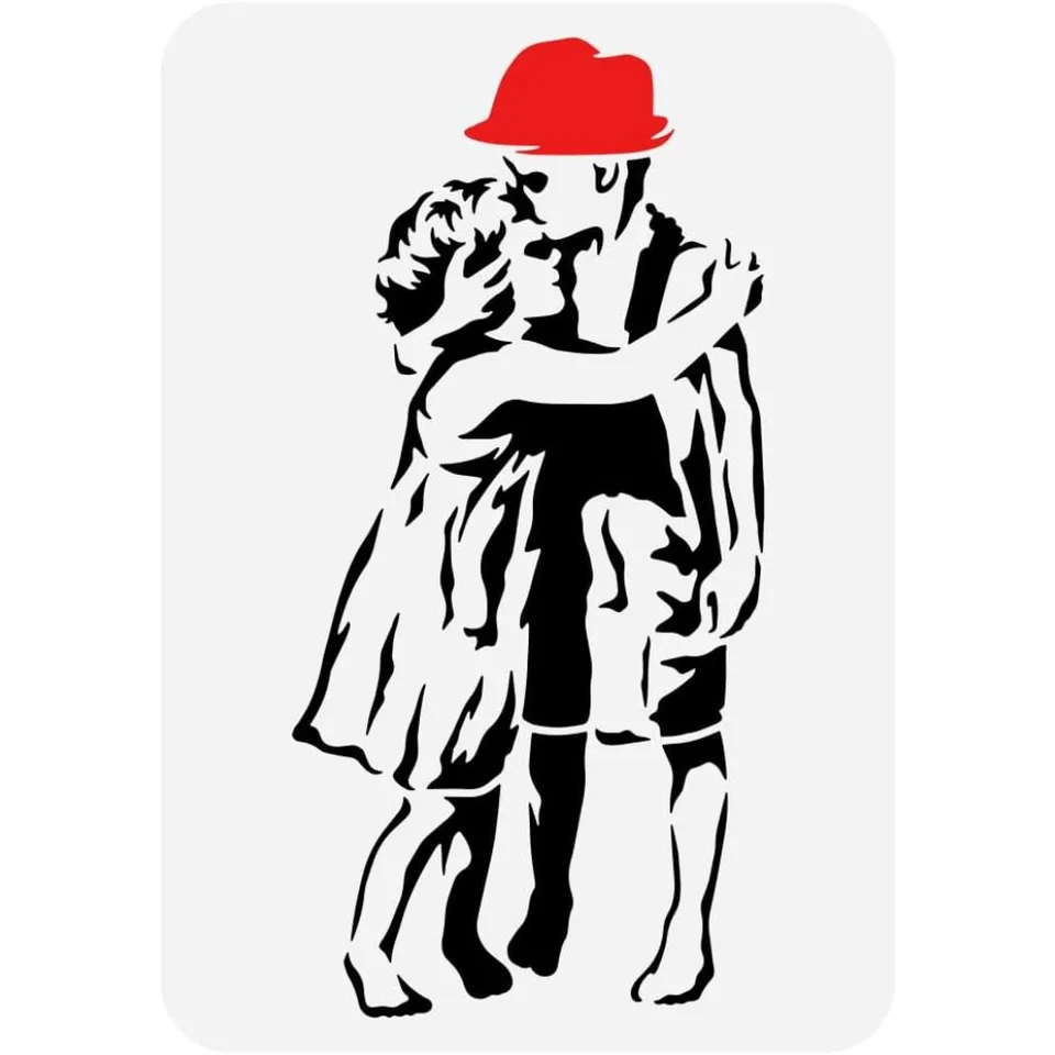 Banksy Kids Guging Stencil 8.3x11.7inch opakovane použiteľná banka maľby maľba šablóny banksy chlapec kreslenie šablón Téma