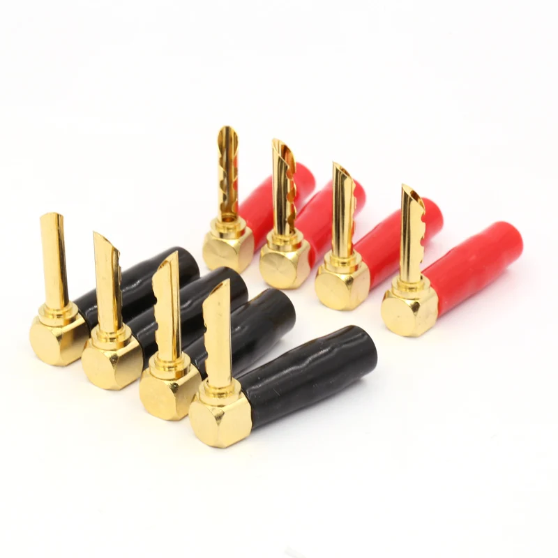 Banánová zástrčka v tvare písmena L, mäkká plastová škrupina 4 mm banánový konektor 90 stupňov Audio Speaker Connector Conector Connector Conector