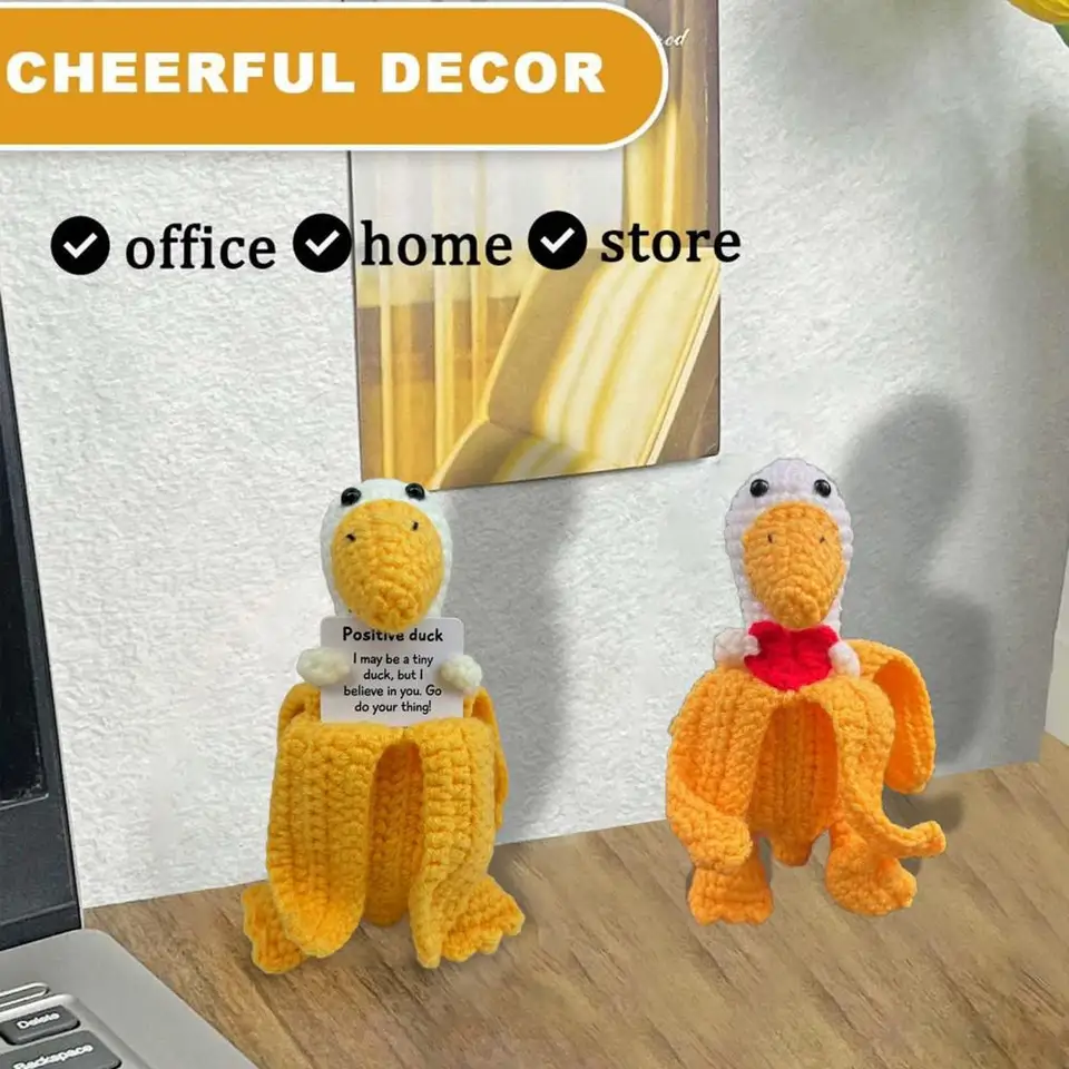Banánske kačacie háčkované bábiky Desktop Ornament Banana Duck Duck Duck pozitívne háčkovanie zvierat Buddy pre domácu kanceláriu