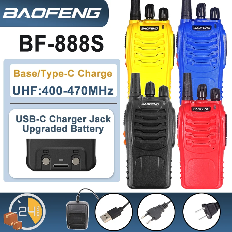 Baofeng BF-888S Nabíjanie typu C 5W Walkie Talkie High UHF 400-470MHz High-Power Two Way Radio Modernizácia batérie USB-C nabíjačka Jack Jack