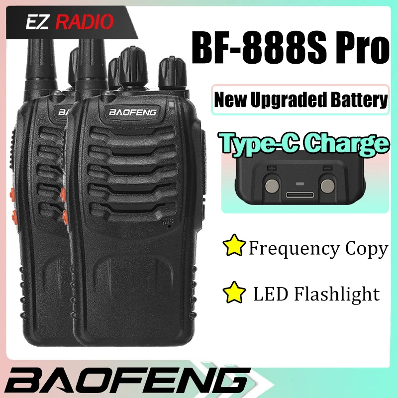 BAOFENG BF-888S PRO PROPAKLA 5W Long Range Walkie Frekvencia Frekvencia rýchla kópia UHF 400-470 MHz High Power Two Way Radio BF888S