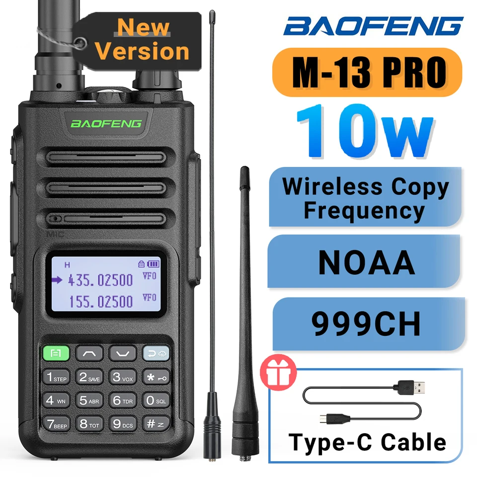 Baofeng M-13 Pro V1 V2 Vysoko výkonný multi-kapela Walkie Talkie Type C Charger dlhý dosah Upgradovaný UV-13 5R transceiver Tway Radio Radio