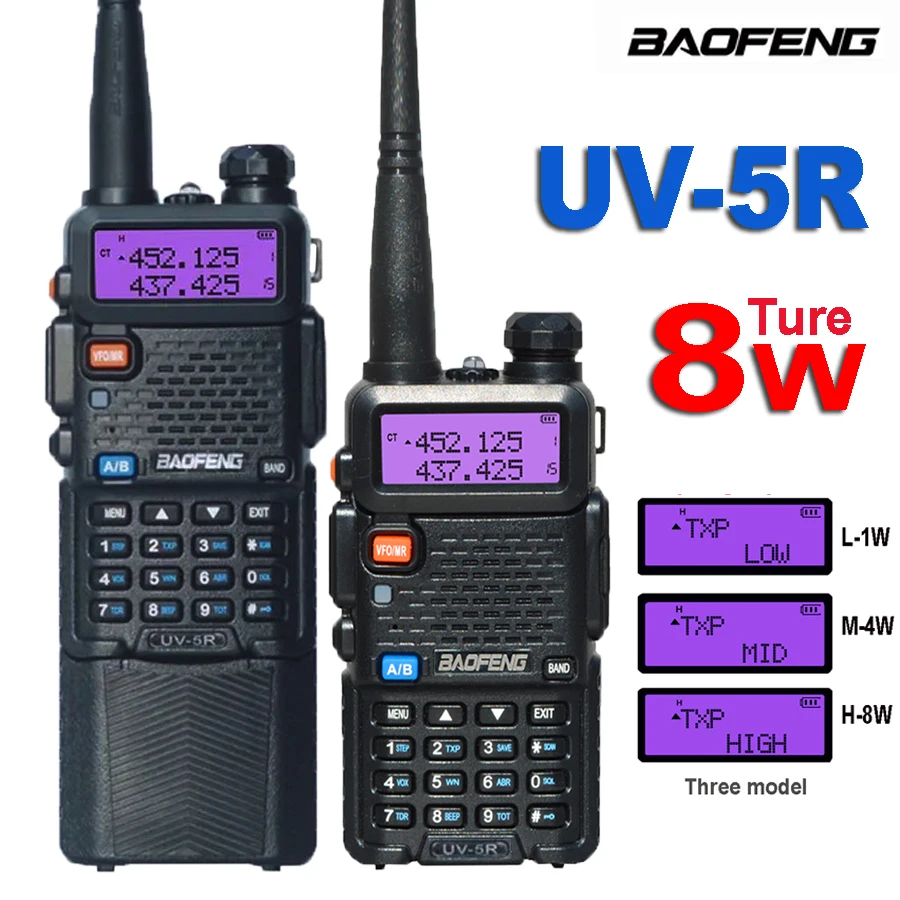 Baofeng UV 5R 8W Walkie Talkie 10 km UV5R CB Radio prijímací stanica obojsmerne vysielateľné vysielanie výkonné UV-5R