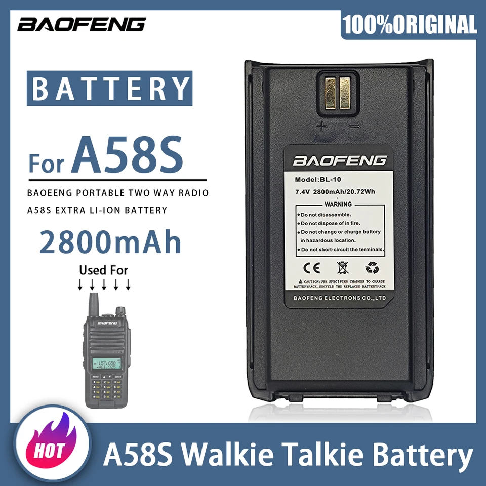Baofeng Walkie Talkie A58S Batéria Aktualizovaná BF UVF10 Walkie Talkie Battery BATTER BL-10 TRI-BAND 10 km dlhé zazvonenie Výkonná obojsmerná rádio