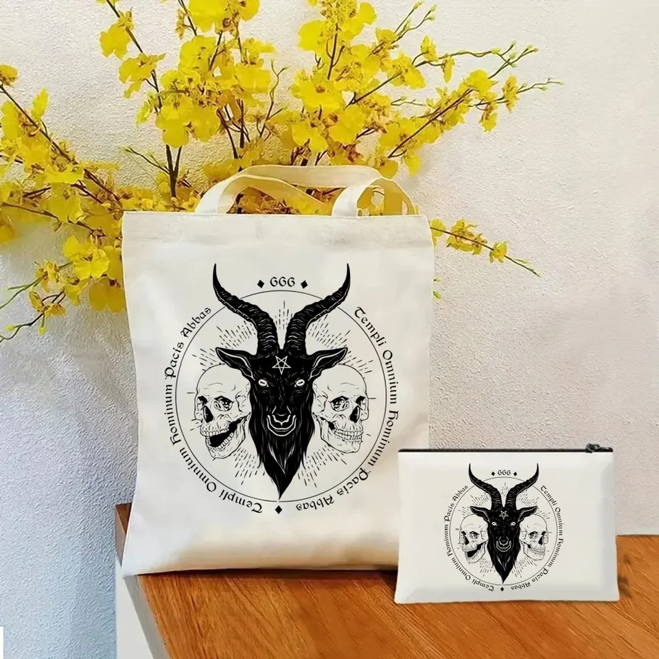 Baphomet Satan Demon Ghost Occult Goat Scary Evil Tote Set - Dámska taška na rameno s ľahkým prístupom a zodpovedajúcej spojky