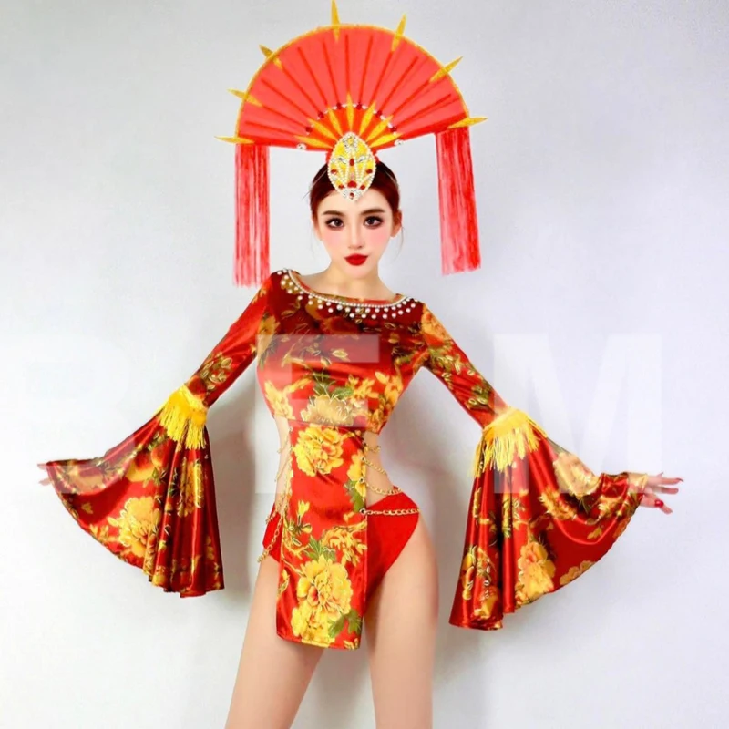 Bar Nightclub DS DJ Stage Show Festival outfit Women Cosplay Party Jazz Dance Clothing Sexy Dancing Bodysuit Gogo Wear XS8470