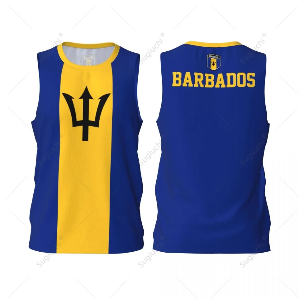 Barbados Flag Men Basketball Sports Jersey Running Fitness Multifunkcia bez rukávov tričko Exkluzívne vlastné meno Nunber