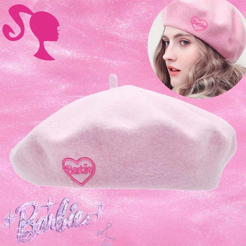 Barbie baret kawaii zimný klobúk jemný a všestranný módny film dekorácia Y2K Maliar Maliar klobúk roztomilý darček