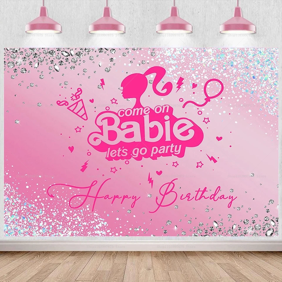 Barbie Princess Party Pink Photography Pozadie Glamour Girl Girl Lady Barkle Party Banner Cake Table Decoration Foto Pozadie