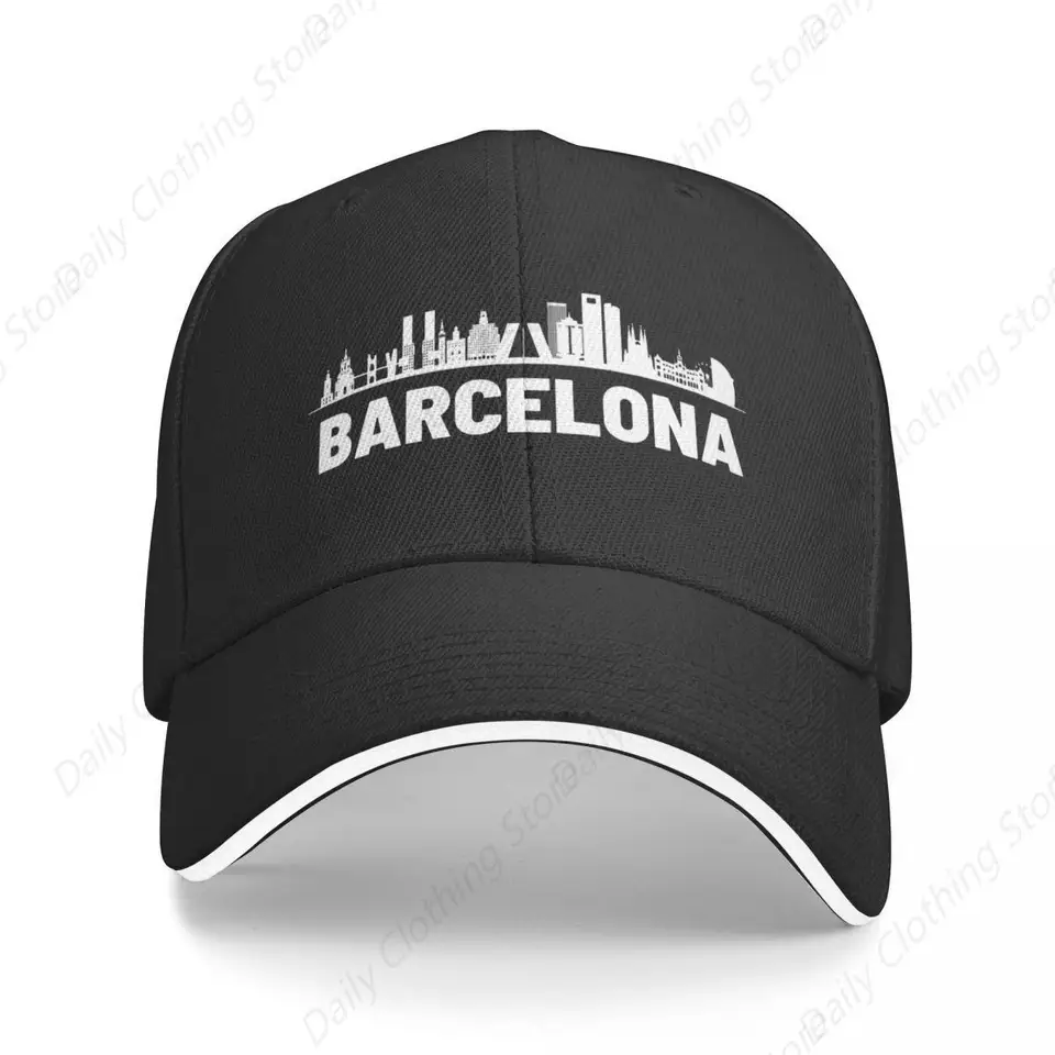 Barcelona panoráma baseballu Summer silueta ilustata pre dospelý otec klobúk letné módne čiapky vonkajšie čiapky