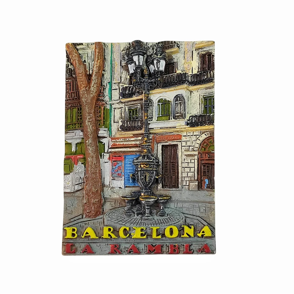 Barcelona Španielsko 3D LA Rambla chladnička Magnet Souvenír Darček, Ručne vyrobená živici Ručne vyrábaná chladnička Magnet Home & Kitchen Decoration Collection
