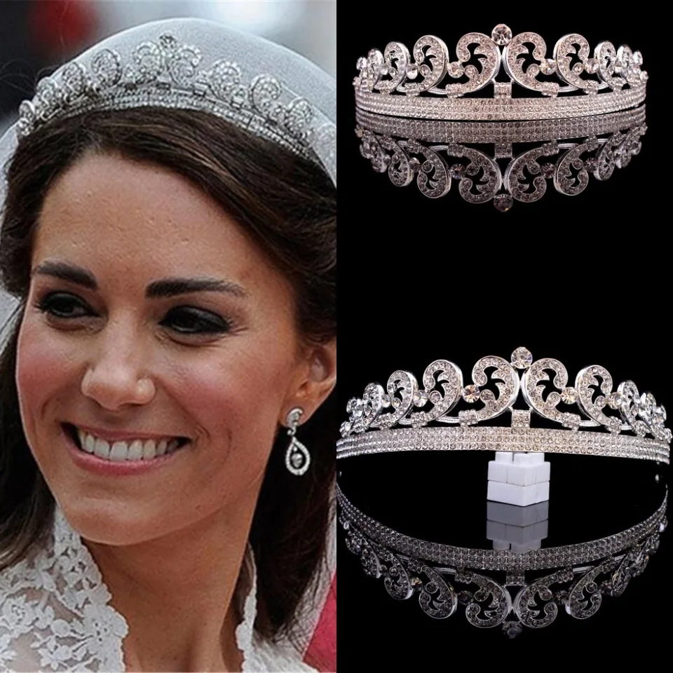 Baroková princezná Diana William Kate Svadobná koruna Tiaras Boutique kamienok diadem diadem závoj čelenky čelenky svadobné vlasové doplnky