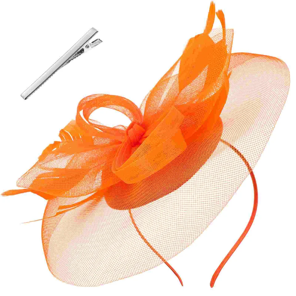 Barrette Hat Ženy oranžové fascinátory pre svadobné čajové večierky hlavy hlavy hlavy