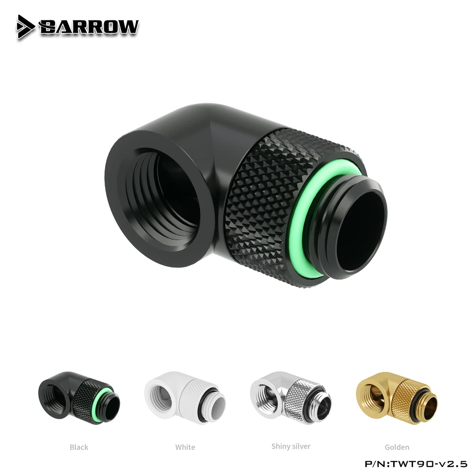 Barrow Gold Black Silver G1/4 '' niť 90 stupňov Rotačný adaptér Rotačné otáčanie 90 stupňov chladenia vody AdaptorstWT90-V2.5