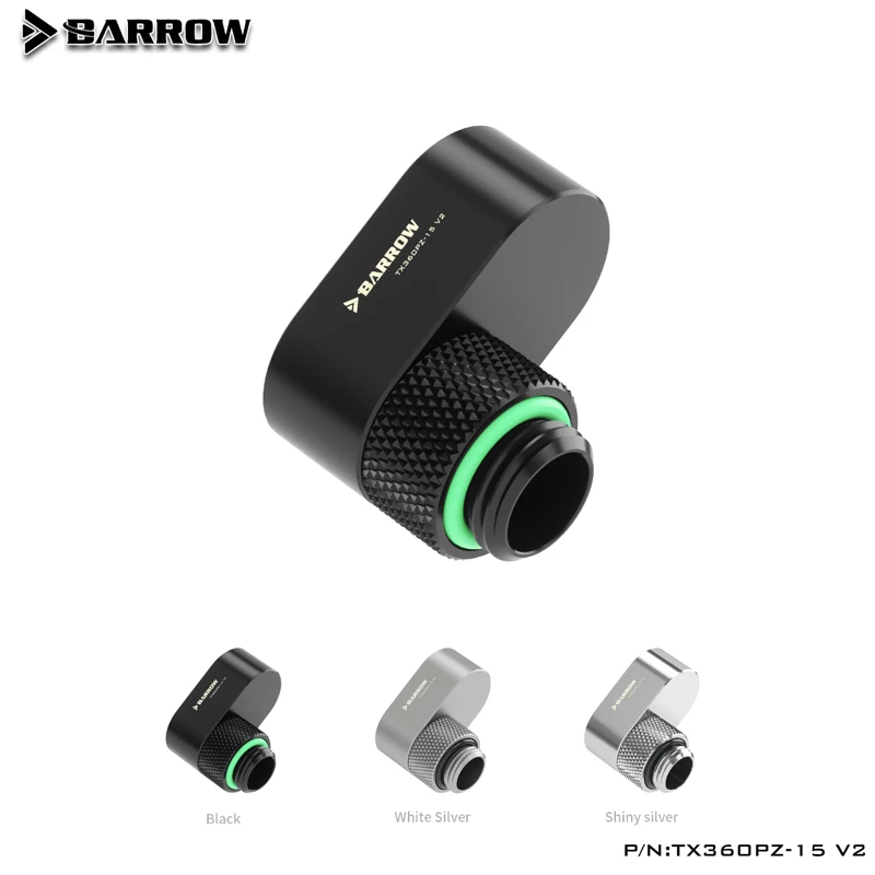 Barrow TX360PZ-15 V2, 15 mm 360 stupňov Rotačný posunový adaptér, mosadz G1/4 15 mm mužský k ženskému počítaču