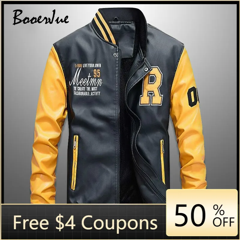 Baseball bundy Men Slim Fit 2024 stojan goliera kožený kabát PU Nové pánske zipsové bunda Jaquetas de motocicleta bombardér jacke muži