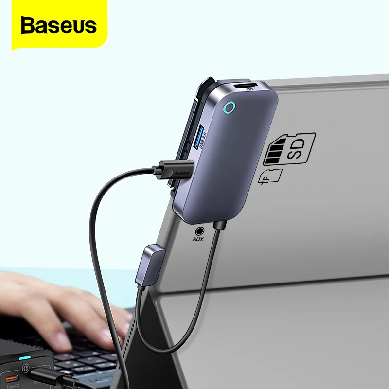 Baseus USB C Hub pre iPad MacBook Pro Air 4K HDMI kompatibilný USB 3.0 Adaptér SD TF Card 3,5 mm Jack Type C Docking Station