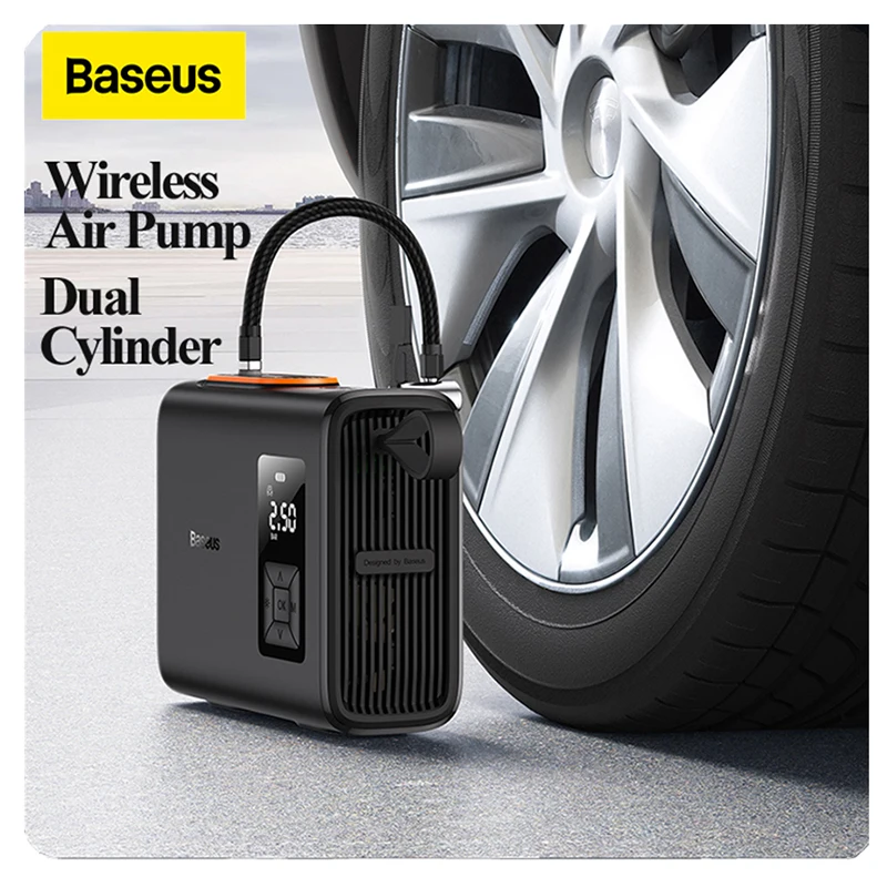 Baseus Wireless Air Compressor nafukovacie čerpadlo Duálny valcový elektrický nafukovač pre motocykle pre motocykle Vzduchové čerpadlo