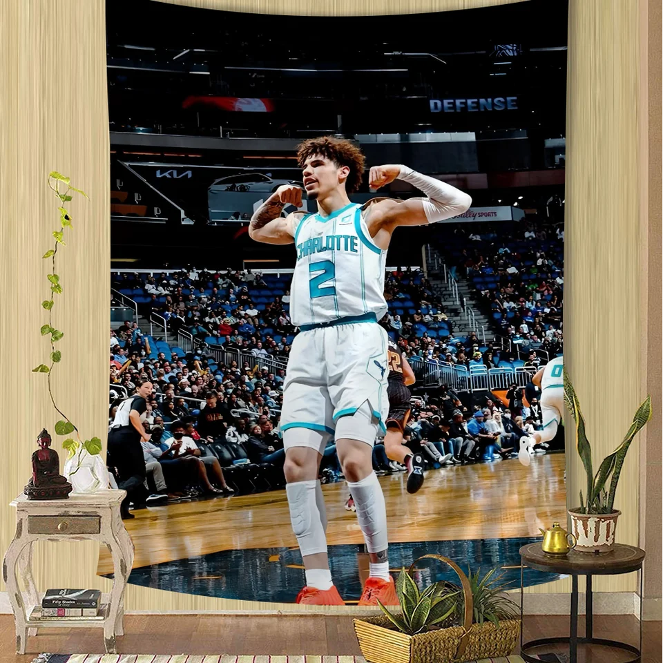 Basketbal hráč L-lamelo B-Ball DIY stena tapiséria pre obývaciu izbu domáca koľajová koľaj