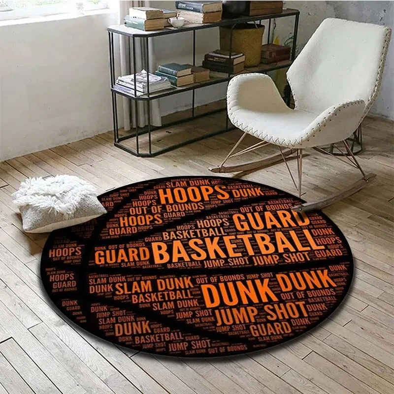 Basketbalový dizajn okrúhle koberec loptička Šport podlahová podlaha kruh koberce Domáce dospievajúce chlapci spálne