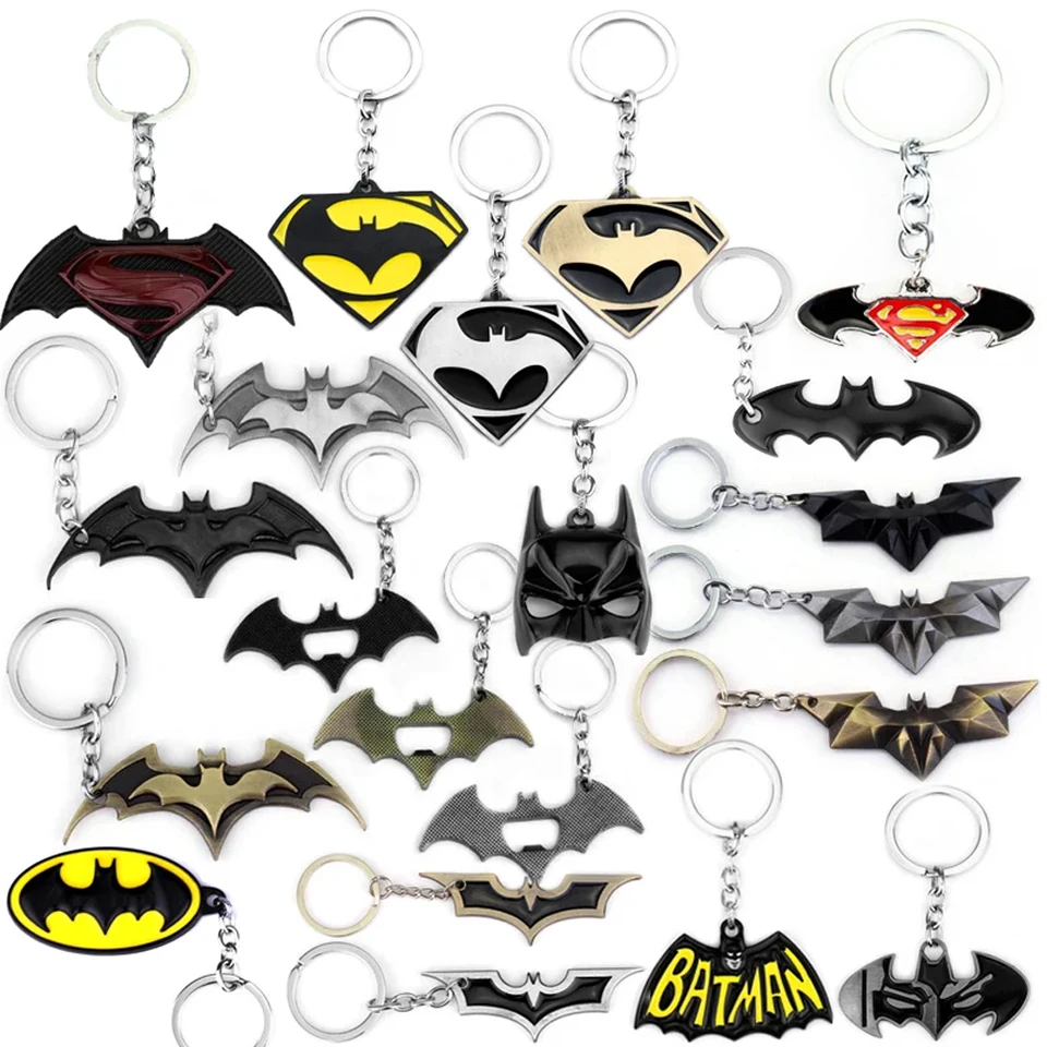 Bat prívesky Keychain hračky superhrdinové filmové filmy šperky kľúča kľúče kľúče kľúče reťazce darček suvenír