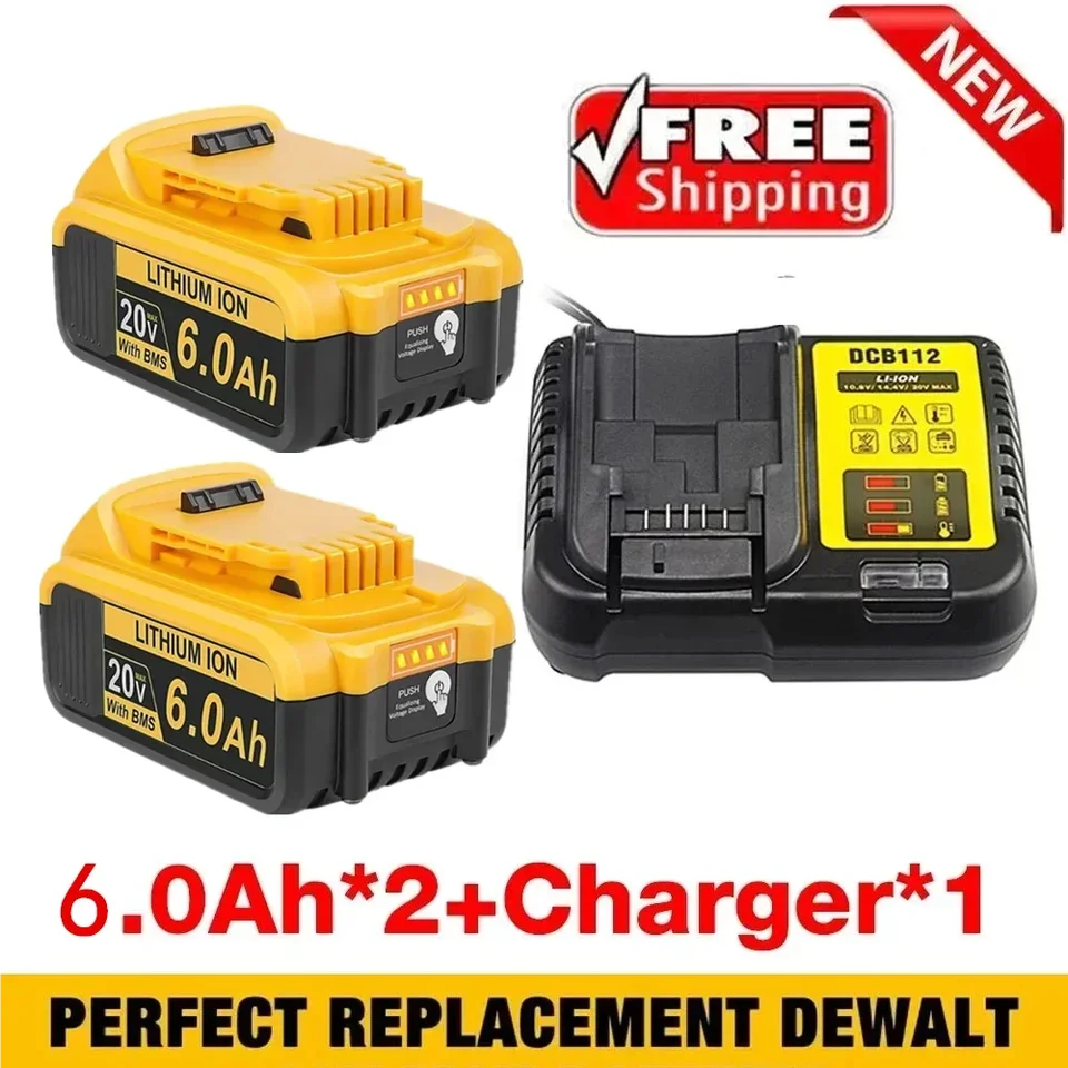 Batería de Iones de Litio de Rebuesto Para Dewalt DCB205, DCB201, DCB203, 18V/20 Voltios Máx. 6,0 ah