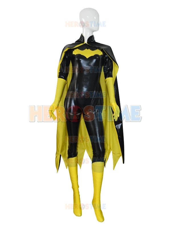 Batgirl kostým lesklé kovové ženy/dievčatá/dámske/ženy superhrdinové kostýmy pre Halloween Cosplay Najobľúbenejší lesklý oblek