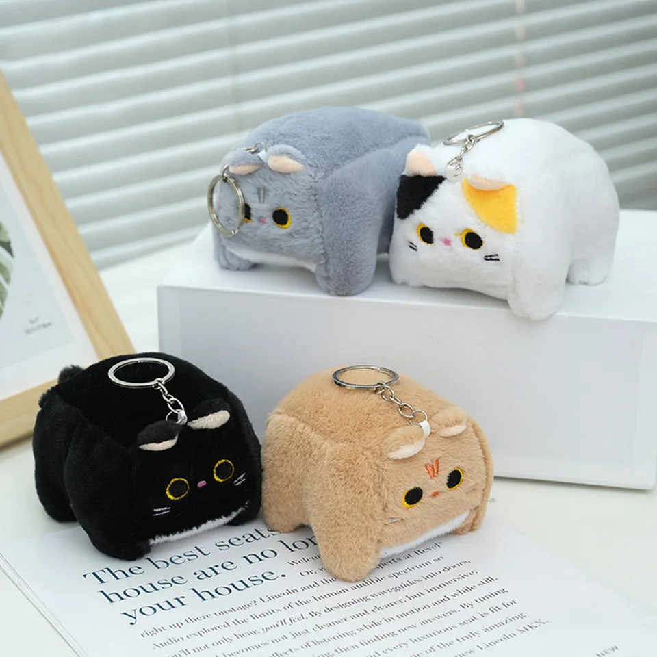 Batoh Keychain Plyšové mačacie Doll Doll Keychians plnené kravské mačky roztomilé keyrings pre batoh kawaii karikatúru malé mačacie kľúče pre tašku