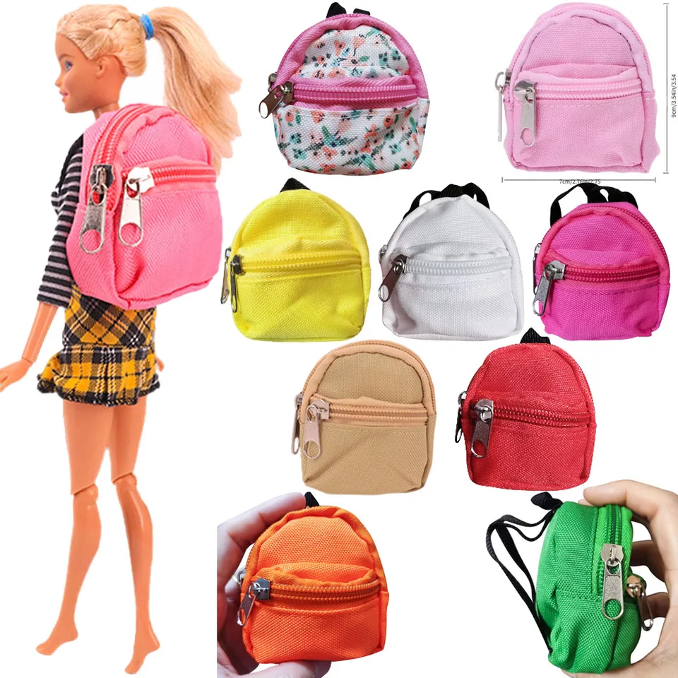 Batoh na pevné plátno pre bábätká 11,8 palca Doll Adsessories Zipper Schoolbag 1/6 BJD Blyth Doll Bag, Miniatúrne predmety Darčekové darčeky