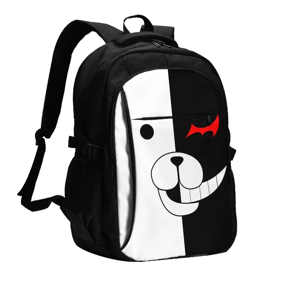 Batoh pre laptop Danganronpa Monokuma, batoh pre notebook odolný voči vode s nabíjacím portom USB, taška na vysokú školu