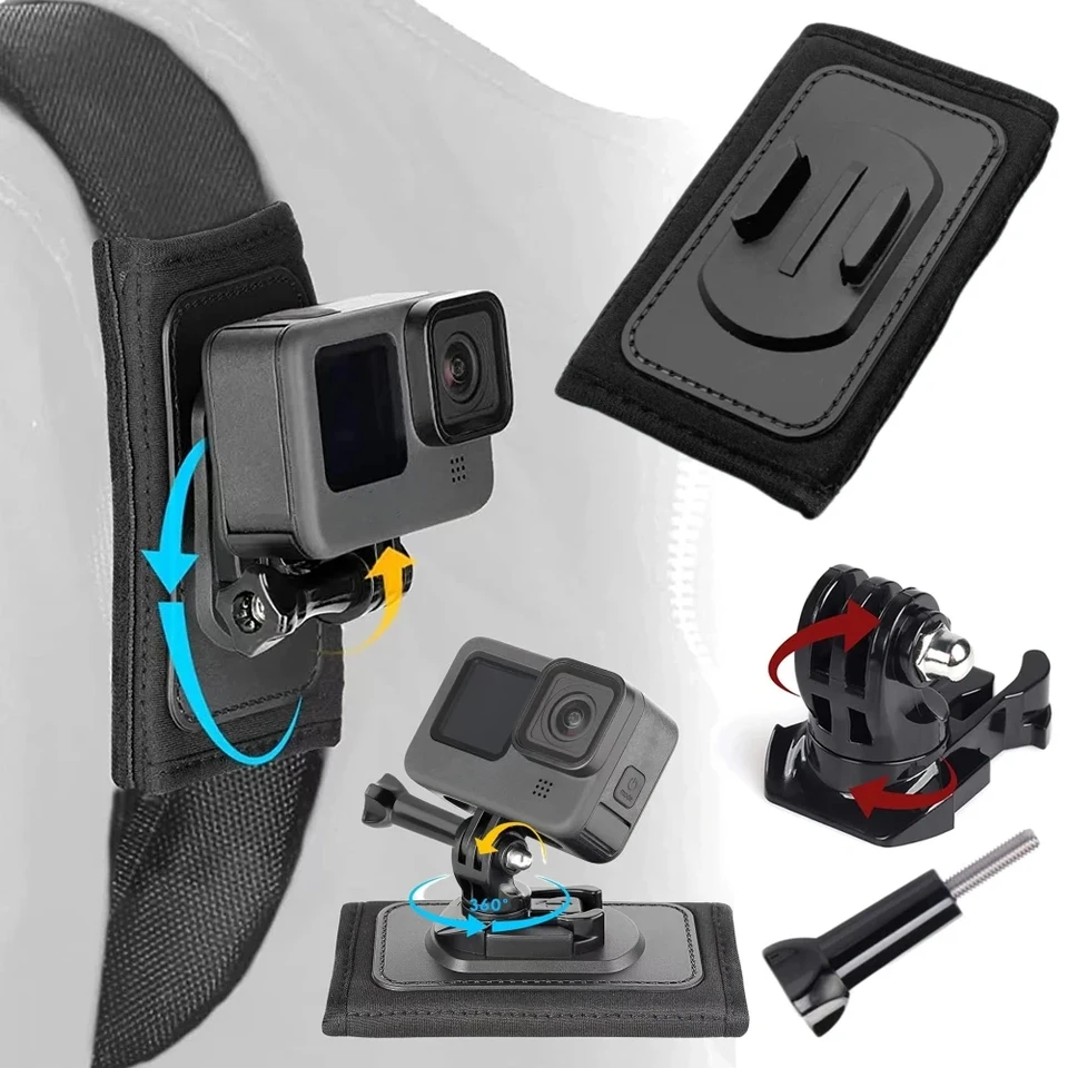 Batohový ramenný popruh 360 ° Rotate Buckle Rýchle uvoľnenie držiaka pre GoPro Hero 12 11 10 9 8 DJI Insta 360 Action Camera Accessor