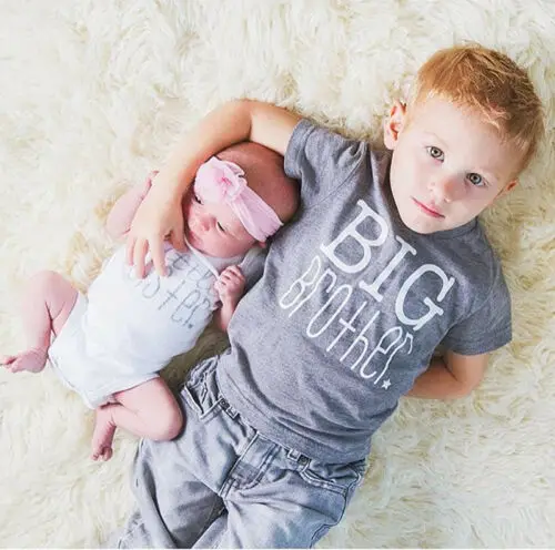 Batoľa deti dievčatká dievčatá 2-6T Big Brother Tops Tričko 0-24m malá sestra Romper oblečenie oblečenie