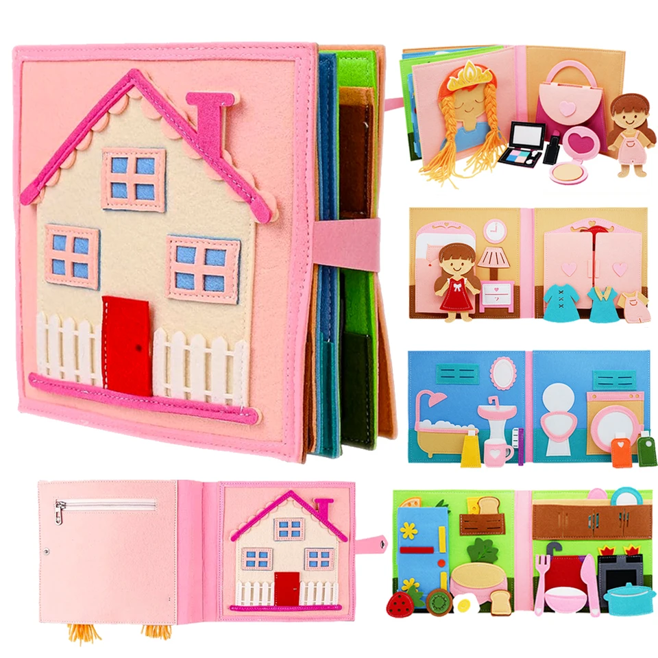 Batoľatá Montessori hračky zaneprázdnené kniha 3D detské príbehy aktivity, ktoré sa cítili celkom kníhku