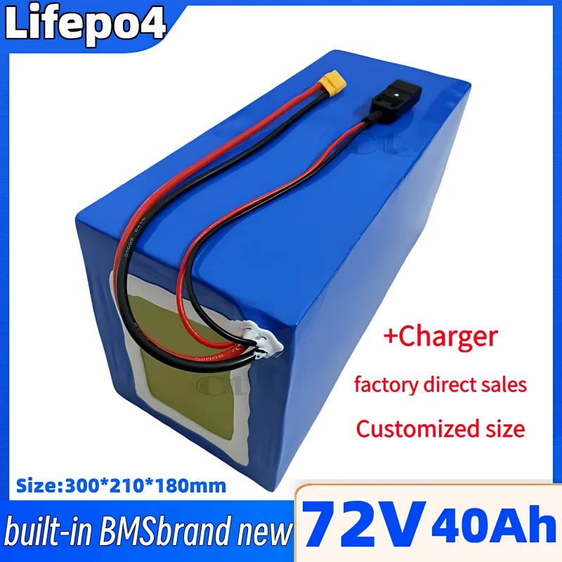 Batterie Au Lithium LifePo4,72V, 40AH, BMS 24S, Pour Moto Électrique 3000W, 5000 W, 6000W, Scooter Électrique, Voiture d'Équilib