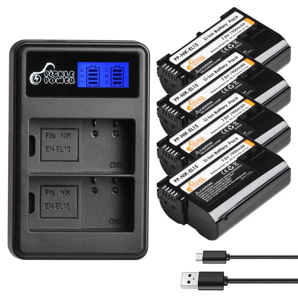 Batéria 1900MAH EN-EL15 EN EL15 EL15A + LCD DUAL USB nabíjačka pre Nikon D7000 D7100 D7200 D500 D600 D610 D750 D800 D800E D810