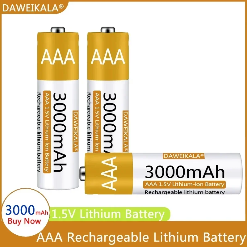 Batéria AAA 1,5V Li-Ion AA Nabíjateľná batéria 3000 mAh aa lítium-iónovej batérie pre diaľkovú ovládaciu myš Malú elektrickú hračku ventilátorov