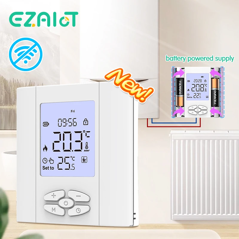 Batéria bezdrôtový termostat pre vodný plynový kotol a ovládací program programovateľný regulátor nízkej energie
