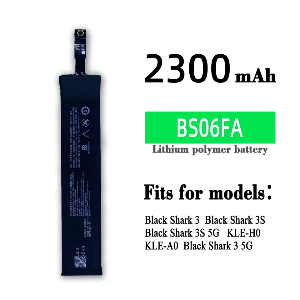 Batéria BS06FA pre Xiaomi Black Shark 3 3S BSO6FA KLE-HO KLE-A0 Vysoko kapacita lítium Interné batérie + bezplatné náradie