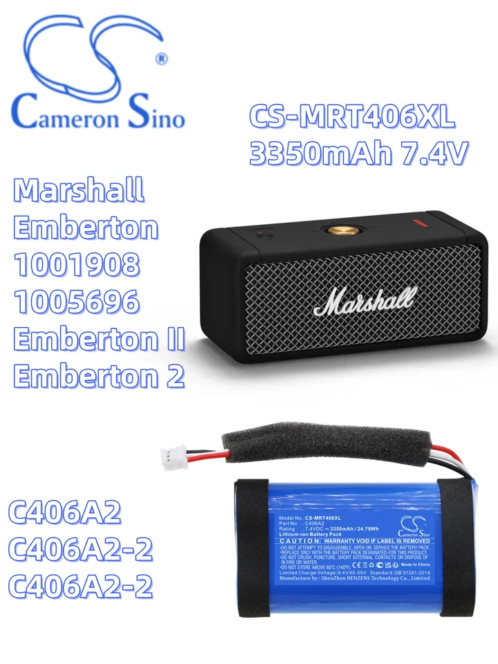 Batéria Cameron Sino Batteries Reproduktor 3350 mAh pre Marshall Emberton 1001908 1005696 Emberton II Emberton 2 C406A2 C406A2-2