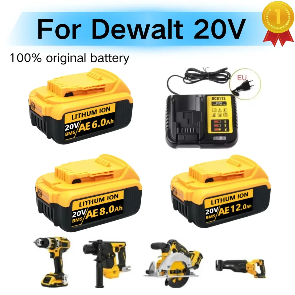 Batéria DCB200 20V kompatibilná s dewaltovým elektrickým náradím 18V 12AH Nabíjateľný elektrický nástroj Lítiové batérie 20V 18VOLT 18V
