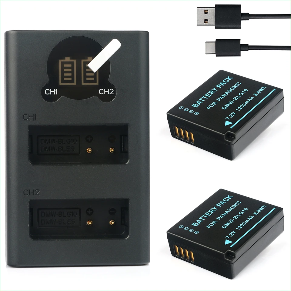 Batéria DMW-BLG10 BLE9 + Dual USB nabíjačka pre Panasonic Lumix DC-TZ96 TZ95 TZ97 DMC-TZ80 TZ81 DMC-TZ82 DMC-TZ85 DC-LX100M2