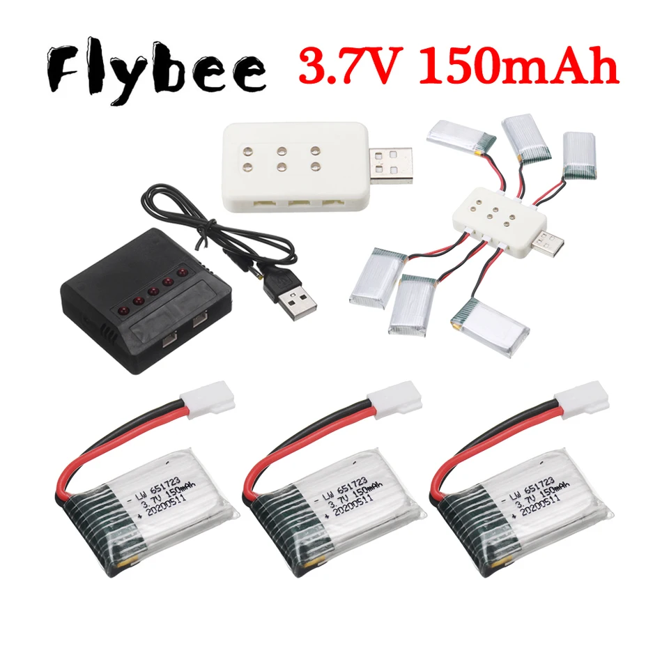 Batéria H8 3,7 V 150 mAh LiPo batéria s nabíjačkou pre H8 Syma X2 Nihui U207 každú El E010 RC DRONE DORONATICKÉ PRÍSTUPY