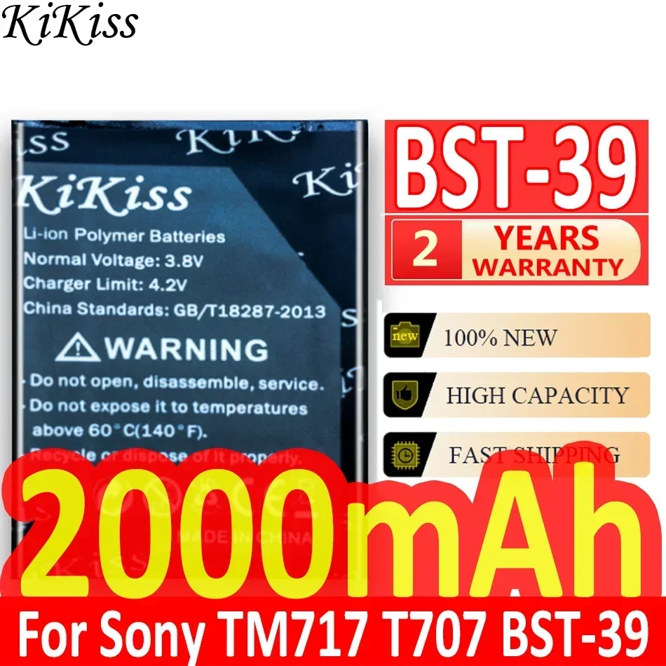 Batéria Kikiss BST-39 2000MAH Mobilný telefón pre spoločnosť Sony Ericsson TM717 T707 W380 W380A W518 W518A W908C W910I Z555I W508 W508C