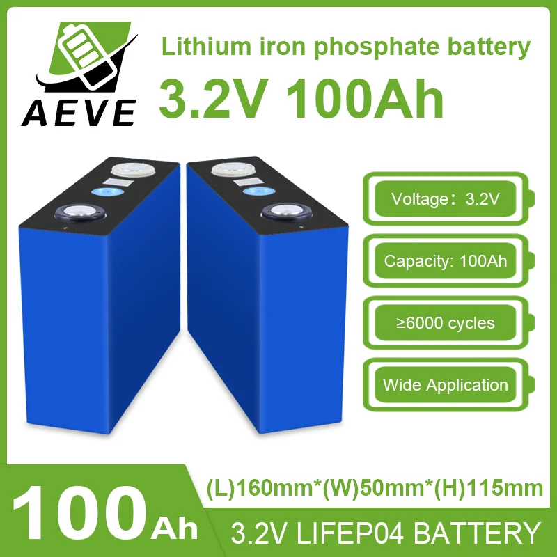 Batéria LIFEPO4 100AH ​​3,2V Úplne nový 6000 cyklov Nabíjateľné batérie DIY 12V 24V 48V RV EV EV LOP GOLF CART Yacht Van Cell Pack
