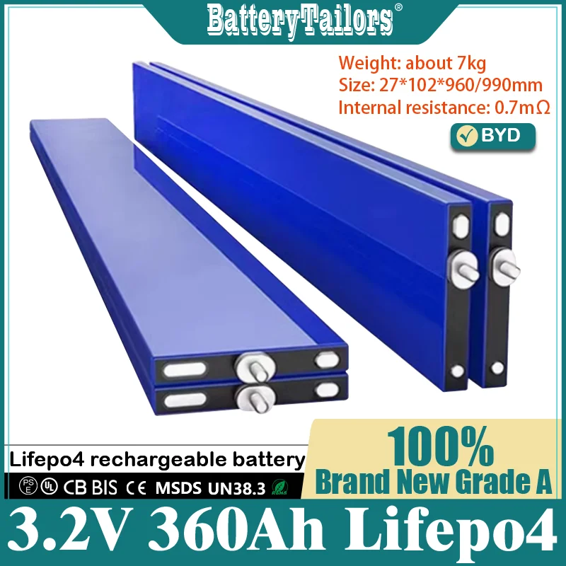 Batéria LIFEPO4 360AH 3,2 V Hlboký cyklus Životnosť nabíjateľné lítium fosforečnanu DIY DIY 12V 48V pre kempingové lode EV rv