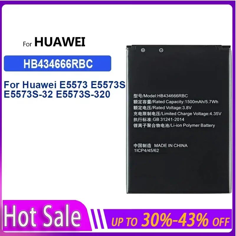 Batéria mobilného telefónu HB434666RBC pre router Huawei E5573 E5573S E5573S-32 E5573S-320 E5573S-606 -806 Vysoko kapacita 1500 mAh