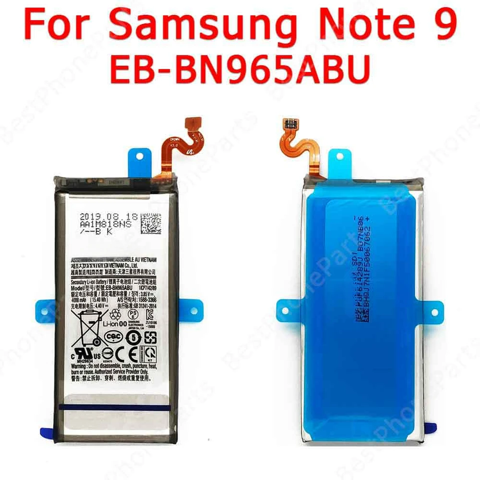 Batéria pre Samsung Galaxy Poznámka 9 N960 Výmena mobilných telefónov Výmena náhradných dielov 4000 mAh EB-BN965ABU Bateria