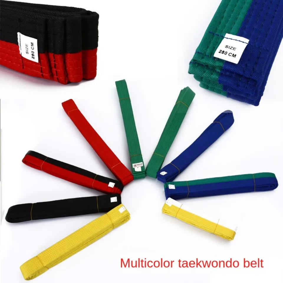Bavlna Taekwondo Belt 2.2/2,8 m čierna/červená/zelená/žltá farebná hodnotenie Rovnomerné farebné udo jiu jitsu štandardné pásky