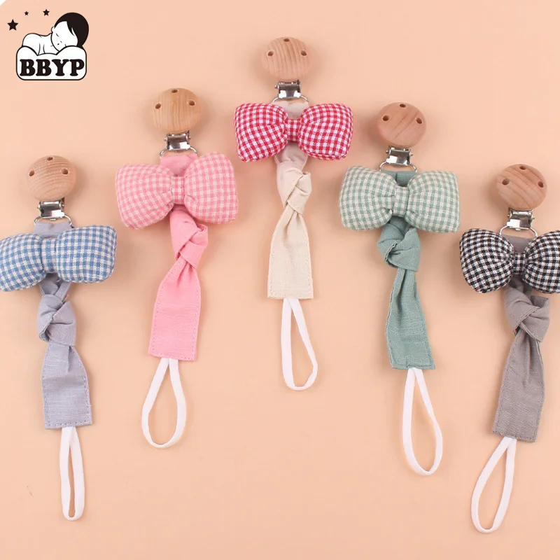 Bavlnená motýlika bábika detská klipy Klip Klip Dojčenské novorodenecké zubne Soother Chew Dummy Chains Silikónová bradavka Sooder figurín držiak