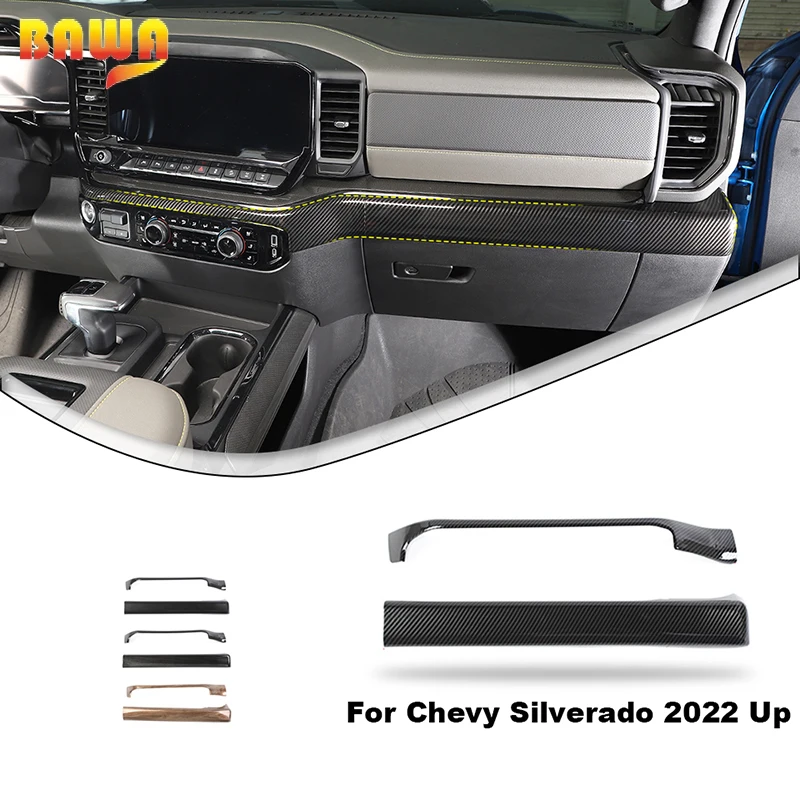 BAWA ABS Center Console Trim Panel Decoration Cover pre Chevrolet Silverado 2022 2023 2024